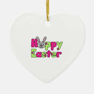 Adorno De Cerámica Conejo de Pascua Feliz Huevos de Pascua