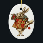 Adorno De Cerámica Conejo del blanco de Alicia del vintage<br><div class="desc">Estas camisetas y otros artículos tienen un gráfico estilizado del ilustracion de Tenniel de la era del Victorian del vintage del conejo blanco de las aventuras de la Alicia clásica en el país de las maravillas. La imagen tiene una textura gastada para una mirada descolorada,  apenada.</div>
