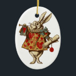 Adorno De Cerámica Conejo del blanco de Alicia del vintage<br><div class="desc">Estas camisetas y otros artículos tienen un gráfico estilizado del ilustracion de Tenniel de la era del Victorian del vintage del conejo blanco de las aventuras de la Alicia clásica en el país de las maravillas. La imagen tiene una textura gastada para una mirada descolorada,  apenada.</div>