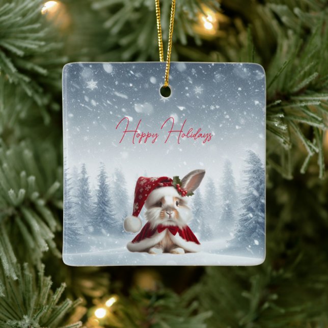 Adorno De Cerámica Conejo Hermoso de Navidad (Árbol)