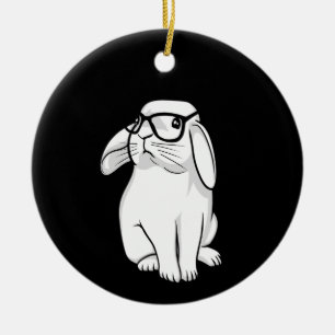 Adorno De Cerámica Conejo Hipster Conejo Divertido con Gafas Conejito