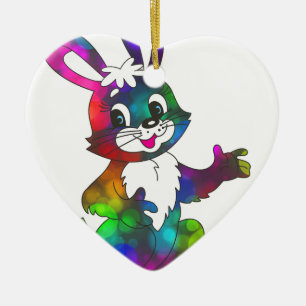 Adorno De Cerámica conejo psicodélico de Pascua
