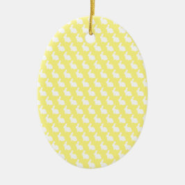 Adorno De Cerámica Conejo sencillo de Pascua amarillo y blanco