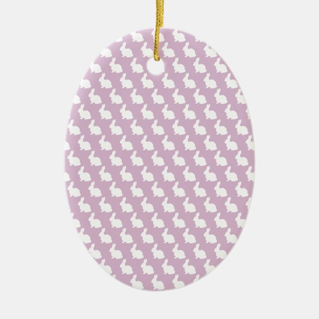 Adorno De Cerámica Conejo sencillo rosa y blanco de Pascua (Frente)