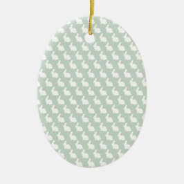 Adorno De Cerámica Conejo simple de Pascua Verde y Blanco