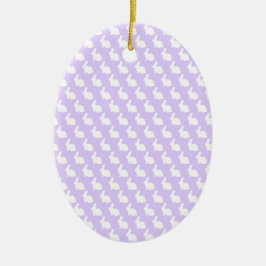 Adorno De Cerámica Conejo simple morado y blanco de Pascua