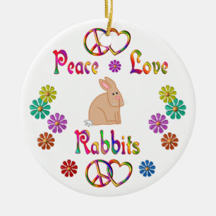 ADORNO DE CERÁMICA CONEJOS DEL AMOR DE LA PAZ