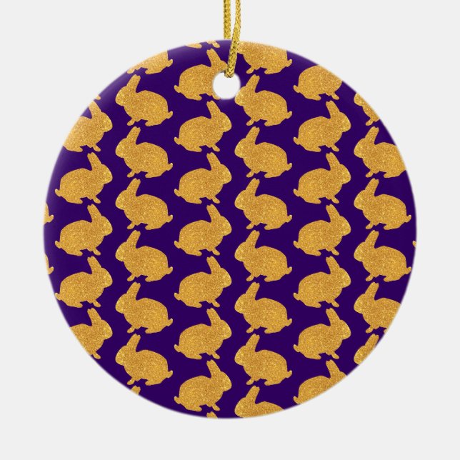 Adorno De Cerámica Conejos dorados (Frente)