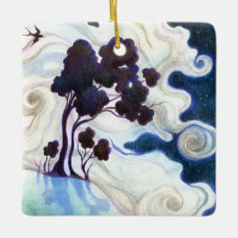 Adorno De Cerámica Conejos iluminados por la luna/una noche brillante