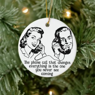 Adorno De Cerámica Conexión inesperada - Llamada de teléfono de parej