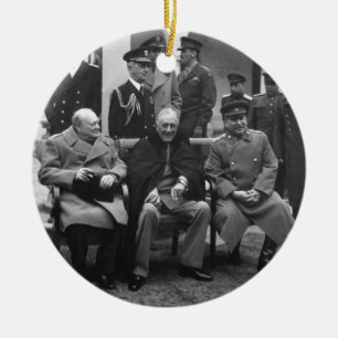 Adorno De Cerámica Conferencia Roosevelt Stalin Churchill 1945 de