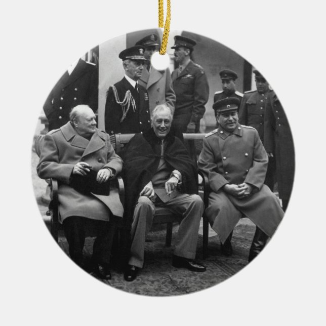 Adorno De Cerámica Conferencia Roosevelt Stalin Churchill 1945 de (Frente)