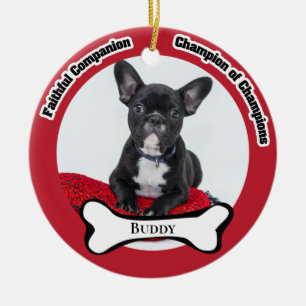 Adorno de cerámica conmemorativo con foto de perro