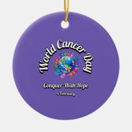 Adorno De Cerámica Conquistar Con Esperanza. Día Mundial del Cáncer.