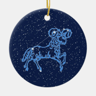 Adorno De Cerámica Constelación de Aries y Rótulo Zodiaco con Stars C