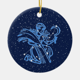 Adorno De Cerámica Constelación de Virgo y Rótulo Zodiaco con estrell