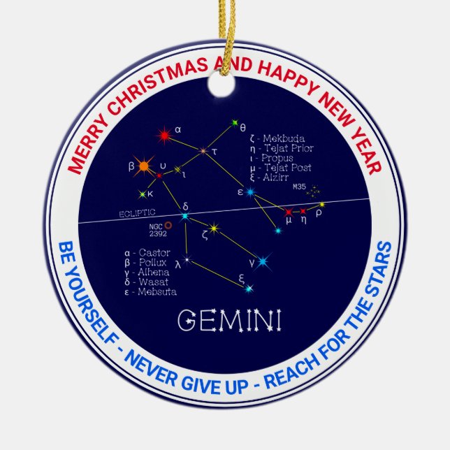 Adorno De Cerámica Constelación de Zodiac Gemini (Frente)