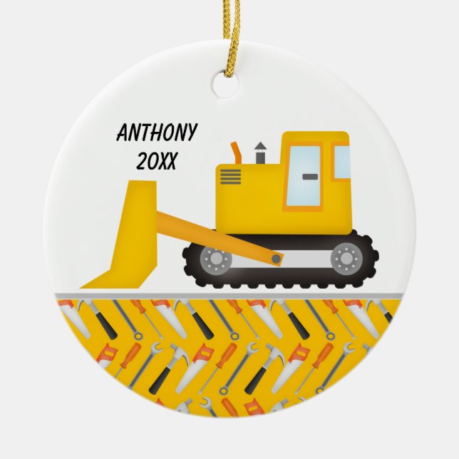 Adorno De Cerámica Construction Excavator  Personalized  Ornament (Frente)