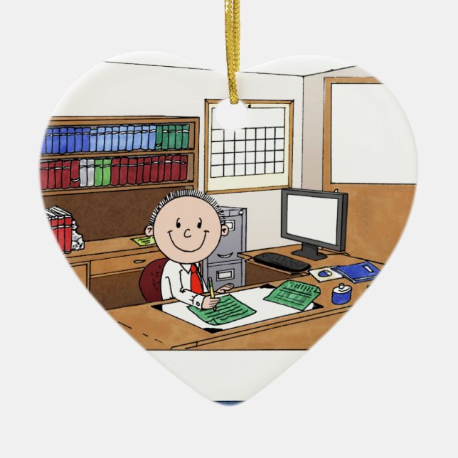 Adorno De Cerámica Contable, varón - regalo personalizado del dibujo (Frente)