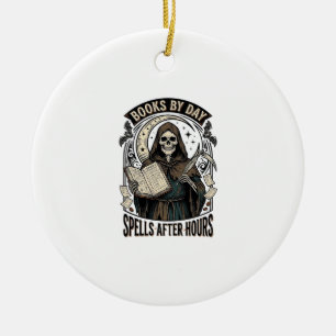 Adorno De Cerámica Contador de Halloween Bruja Diseño de Segador Vint