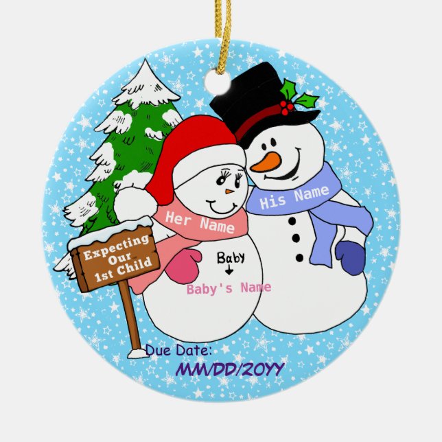 Adorno De Cerámica Contar con a nuestro 1r niño (Frente)