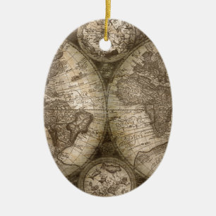 Adorno De Cerámica Continentes del mapa del viejo mundo histórico ant