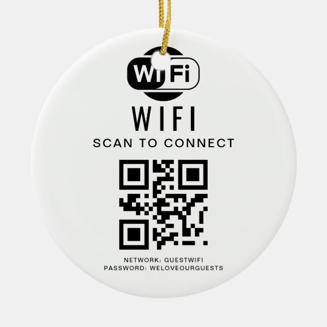 Adorno De Cerámica Contraseña de Wifi | Análisis de código QR para co (Frente)