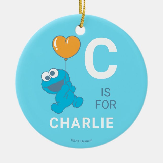 Adorno De Cerámica Cookie Monster Heart Balloon (Frente)