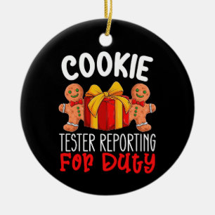 Adorno De Cerámica Cookie Tester Reporting Para Navidades Divertidos 