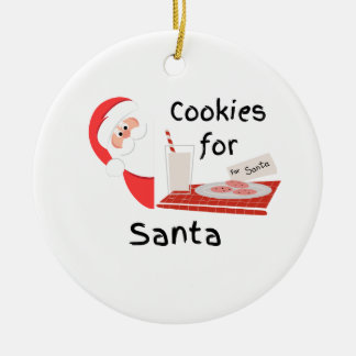 Adorno De Cerámica Cookies para Santa con Santa y un plato de galleta