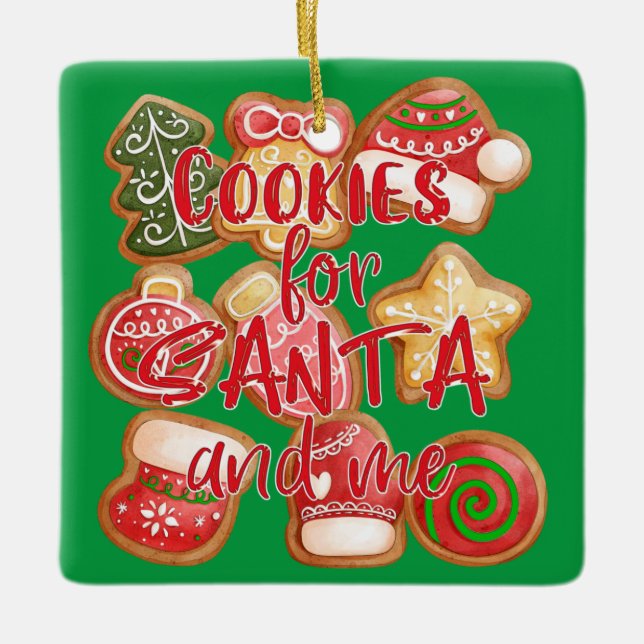 Adorno De Cerámica Cookies Para Santa Y Para Mí - Navidades (Anverso)