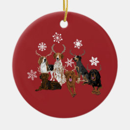 Adorno De Cerámica Coonhound Antlers rojo