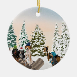 Adorno De Cerámica Coonhound Sledding