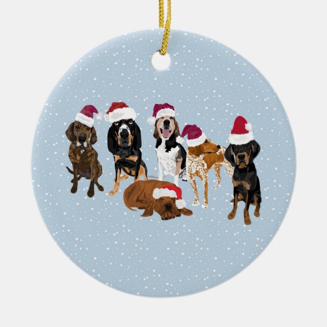 Adorno De Cerámica Coonhounds Santa (Frente)