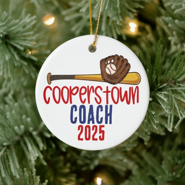 Adorno De Cerámica Cooperstown Coach Baseball Special Note On Back (Árbol)