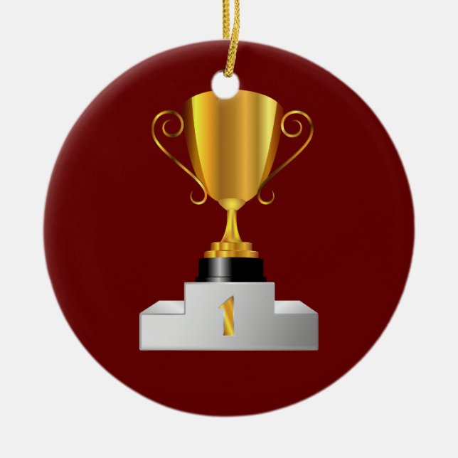 Adorno De Cerámica Copa Trofeo de Oro (Frente)