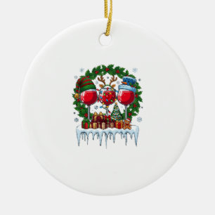 Adorno De Cerámica Copas de vino rojas de Navidad Corona de acebo Hom