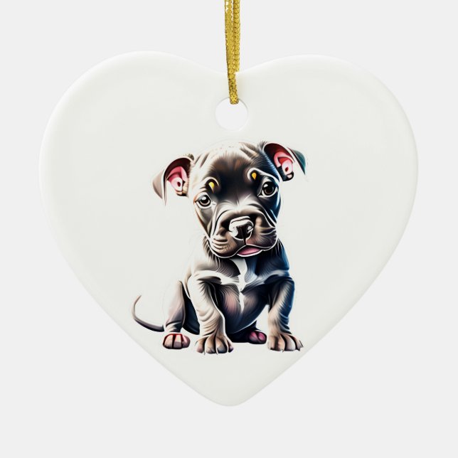 Adorno De Cerámica Copía personalizada de Staffordshire Bull Terrier (Frente)