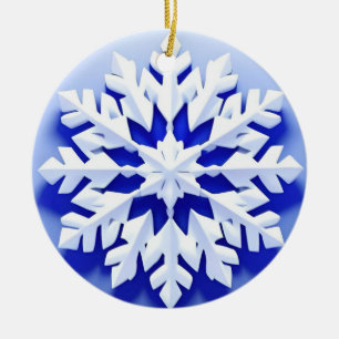 Adorno De Cerámica Copo de Nieve Azul Detallado