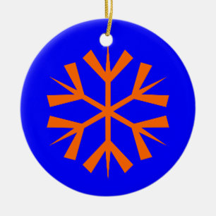 Adorno De Cerámica Copo de nieve azul y naranja