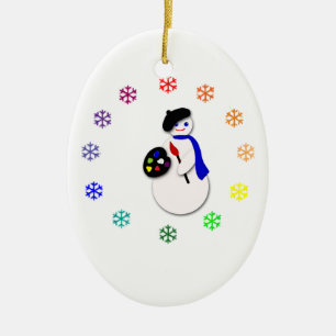 Adorno De Cerámica Copo de nieve Colorwheel del artista w del muñeco