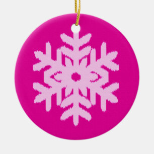 Adorno De Cerámica Copo de nieve Ikat - Fuchsia y rosa hielo