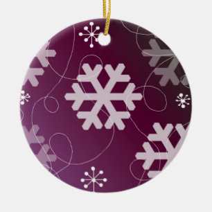 Adorno De Cerámica Copo de Nieve Morado Elegante