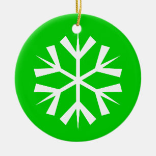 Adorno De Cerámica Copo de Nieve Verde y Blanco