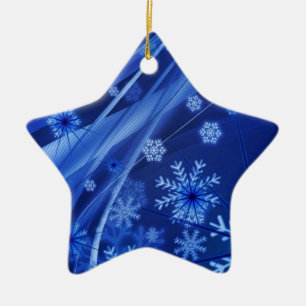 Adorno De Cerámica Copos de nieve azules