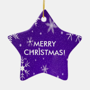 Adorno De Cerámica Copos de nieve con fondo azul