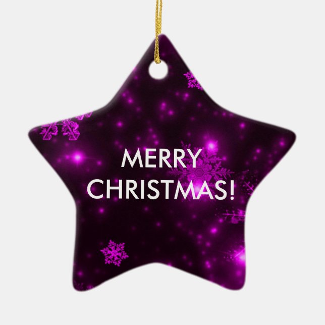 Adorno De Cerámica Copos de nieve con fondo morado (Frente)