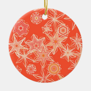 Adorno De Cerámica Copos de nieve geométricos modernos, Naranja manda