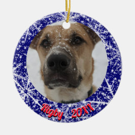 Adorno De Cerámica Copos de nieve, nombre, número de año, 2 fotos