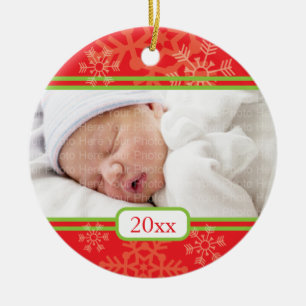 Adorno De Cerámica Copos de nieve: Rojo